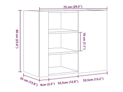 Prateleira*vidaxl Armário de parede 75x35x60 cm derivados de madeira Branco