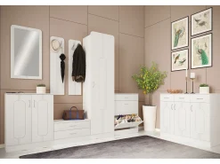 Móvel De Entrada|VCM Armário de piso de madeira | De pé | Dimensões: A. 196 x L. 55 x P. 36 cm | 1 porta grande | com prateleira - Balia (Branco) Multicor
