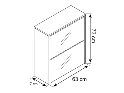 VCM Armário de sapato de madeira | Dimensões: A. 73 x L. 63 x P. 17 cm | 2 abas com espelho - Stido L (Branco)^ Móvel De Arrumação|Sapateira