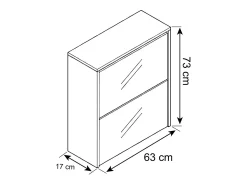 VCM Armário de sapato de madeira | Dimensões: A. 73 x L. 63 x P. 17 cm | 2 abas com espelho - Stido L (Branco)^ Móvel De Arrumação|Sapateira