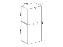 Outlet VCM Armário de sapato de madeira | Dimensões: L. 70 x A. 184 x P. 40 cm | Armário para uso integral | 5 compartimentos | 4 Portas rotativas - Lona (Branco) Multicor