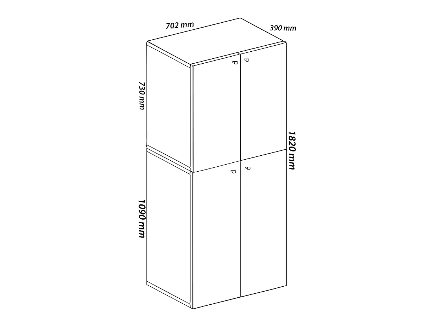 Outlet VCM Armário de sapato de madeira | Dimensões: L. 70 x A. 184 x P. 40 cm | Armário para uso integral | 5 compartimentos | 4 Portas rotativas - Lona (Branco) Multicor