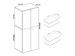 VCM Armário de sapato de madeira | Dimensões: L. 70 x A. 184 x P. 40 cm | Armário para uso integral | 9 compartimentos | 4 portas rotativas - Lona (faia)^ Móvel De Arrumação|Sapateira