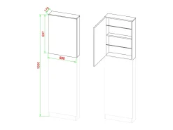 New VCM Armário de sapato de madeira | Dimensões: A. 180 x L. 50 x P. 17 cm | 2 Portas Rotativas - Fulisa XL (Branco) Multicor