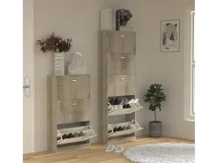 Móvel De Arrumação|Sapateira*VCM Armário de sapato de madeira | Dimensões: A. 170 x L. 59 x P. 22 cm | 5 flaps - Sipos XL (Honey Oak) Multicor