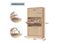 Móvel De Arrumação|Sapateira* Armário de sapatos de madeira com 3 portas basculantes, grande capacidade, aparência de madeira, 60x24x113cm Natural claro
