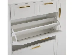 ModernLuxe Armário de sapatos moderno 120×24×107 cm - 2 portas e 2 gavetas - 2 portas basculantes -^ Móvel De Arrumação|Sapateira