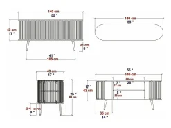 Móvel De Tv*Dmora Armário de suporte de TV Desteve, Aparador de sala, Armário de TV baixo, Base de parede equipada, 140x43h64 cm, Carvalho e Branco Castanho
