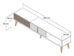 Clearance Dmora Armário de suporte de TV Dfirican, Aparador de sala, Armário de TV baixo, Base de parede equipada, 180x35h40 cm, Nogueira e Antracite Castanho