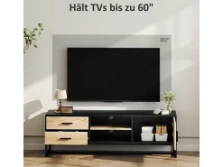 Móvel De Tv* Armário de TV com porta, 2 gavetas, prateleiras abertas, prateleira ajustável, Preto