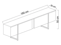 Sale Dmora Armário de TV Dgridell, Aparador de sala, Armário de TV baixo, Base de parede equipada, 180x30h50 cm, Nogueira e Preto Castanho