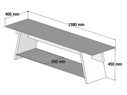 Móvel De Tv|Dmora Armário de TV Dpotenz, Aparador de sala, Armário de TV baixo, Base de parede equipada, 158x40h45 cm, Nogueira e Verde Castanho
