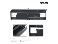Móvel De Tv| Armário de TV, brilhante, com LED, 2 gavetas, para até 70 polegadas Preto
