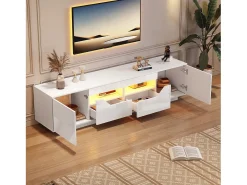 Móvel De Tv* Armário de TV 180x40x45cm, 2 gavetas e 2 armários, LED, para até 75 polegadas, Branco