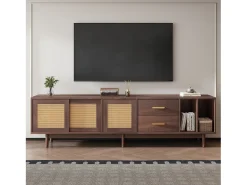 Móvel De Tv* Armário de TV 190x40x52cm, Rattan marrom, com gavetas, 6 pernas, para até 75 polegadas Castanho