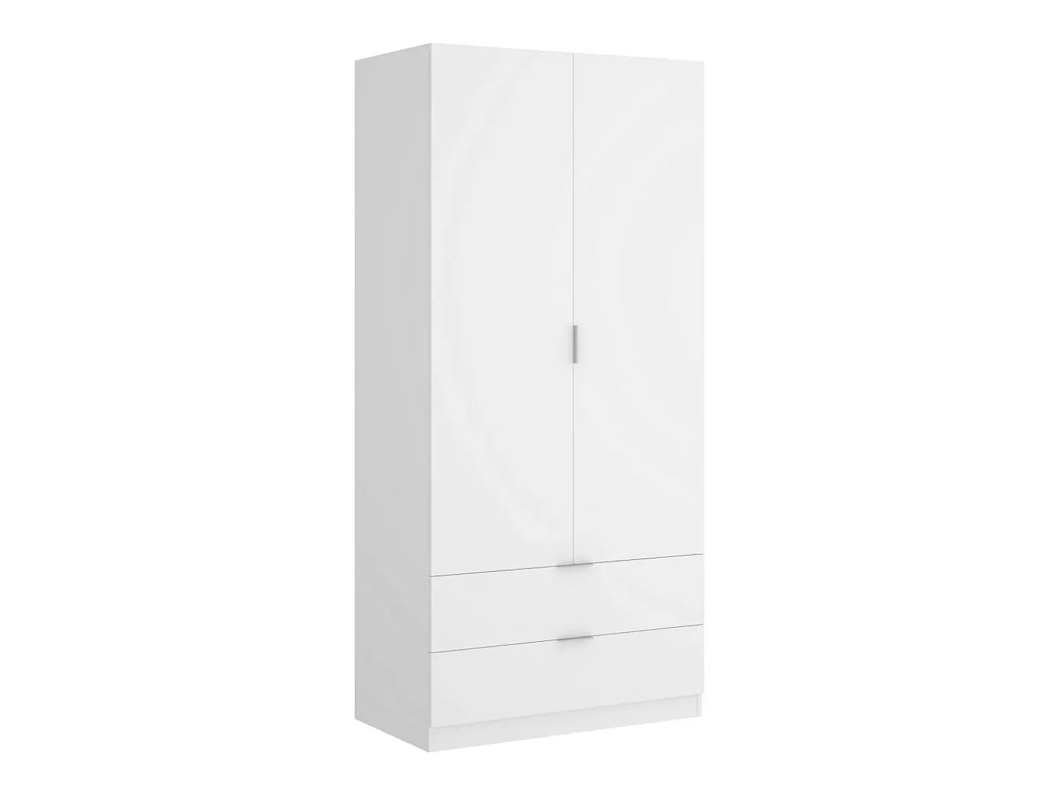 Clearance Dmora Armário Dlunin, Cabide para quarto, Armário com 2 portas de batente e 2 gavetas, 81x52h184 cm, Branco