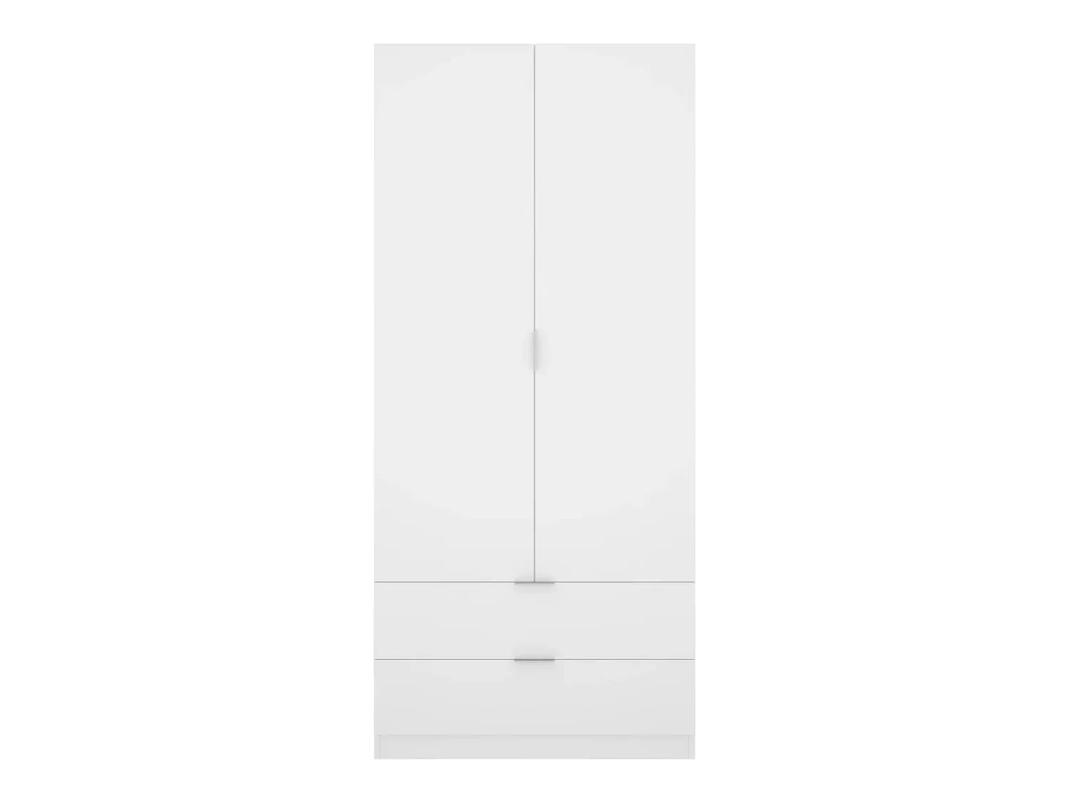 Clearance Dmora Armário Dlunin, Cabide para quarto, Armário com 2 portas de batente e 2 gavetas, 81x52h184 cm, Branco