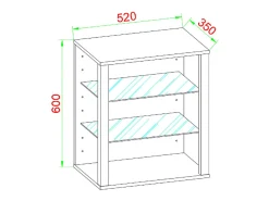 VCM Armário em pé Glasol Antracite A. 60 x L. 52 x P. 35 cm^ Vitrina