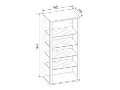 VCM Armário em pé Glasol Prata A. 115 x L. 52 x P. 35 cm^ Prateleira