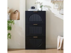 Merax Armário estreito para sapatos com 3 portas - 60 x 24 x 114 cm - para hall de entrada/sala de estar - MDF -^ Móvel De Arrumação|Sapateira