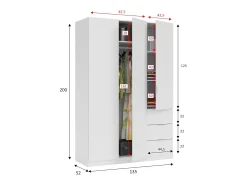 Móvel De Entrada*Dmora Armário Fullerton, Armário de Quarto com 3 Portas e 3 Gavetas, Armário com 3 Prateleiras e Barra Suspensa, 135x52h200 cm, Branco
