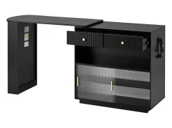 Móvel De Bar*Hauss Spole Armário giratório com tomadas, iluminação LED e painel perfurado - Preto
