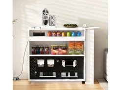Móvel De Bar|Hauss Spole Armário giratório com tomadas, iluminação LED e painel perfurado - Branco