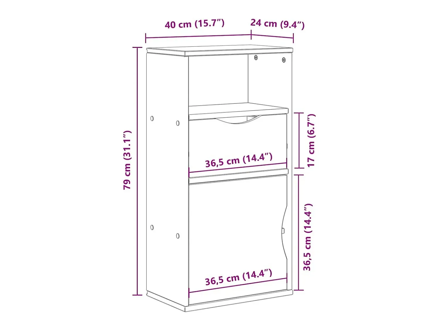 Prateleira|vidaxl Armário lateral gaveta ODDA 40x24x79 cm pinho de madeira maciça Natural claro