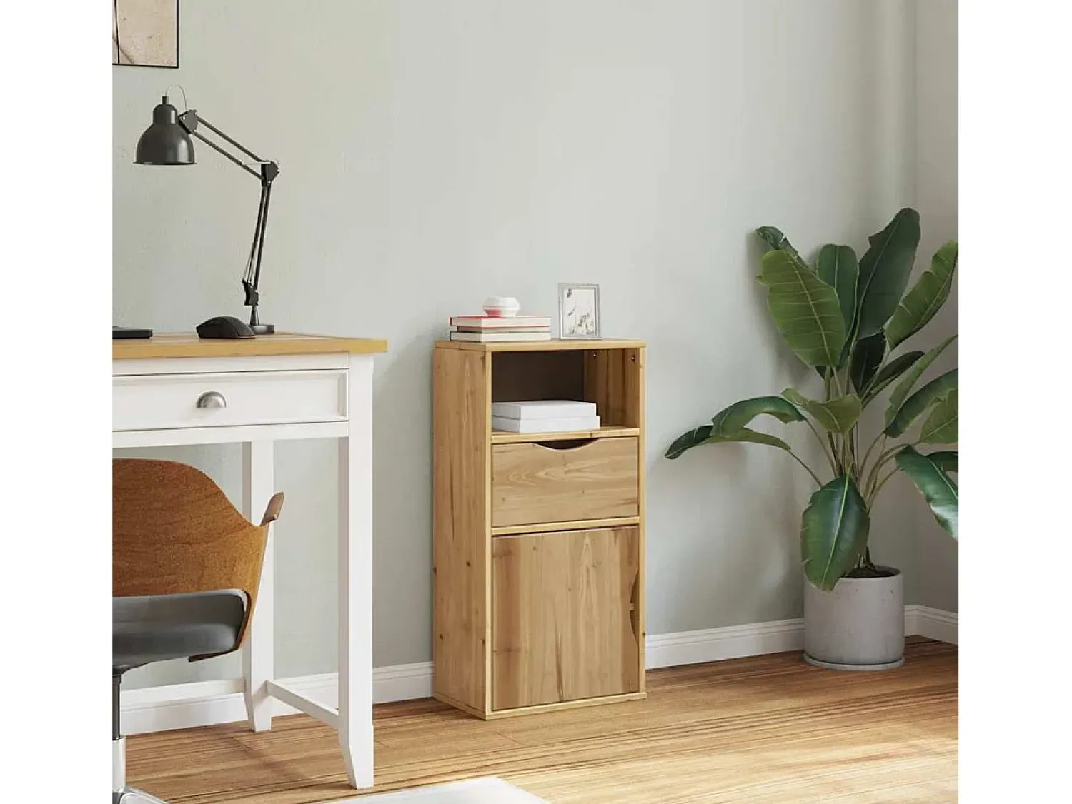 Prateleira|vidaxl Armário lateral gaveta ODDA 40x24x79 cm pinho de madeira maciça Natural claro