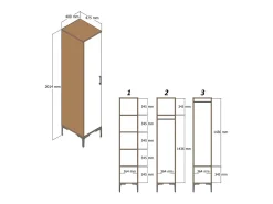 Dmora Armário multiusos Dabadi 1 porta, Móvel de parede para casa de banho ou cozinha, Armário alto multifuncional, Armário multiusos, 40x201h48 cm, Nogueira e Branco^ Móvel De Arrumação