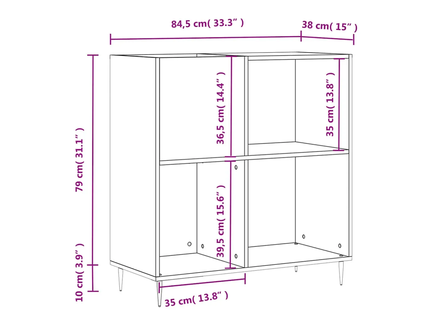 Sale vidaxl Armário p/ discos 84,5x38x89 cm deriv. madeira carvalho sonoma Natural claro