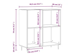 Clearance vidaxl Armário p/ discos 84,5x38x89 cm derivados madeira cinza-cimento Cinzento