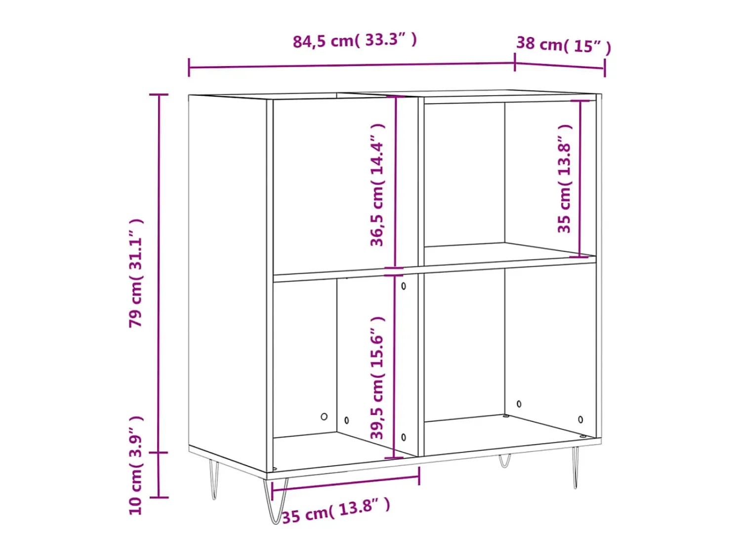 Clearance vidaxl Armário p/ discos 84,5x38x89 cm derivados madeira cinza-cimento Cinzento