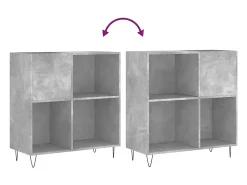 Clearance vidaxl Armário p/ discos 84,5x38x89 cm derivados madeira cinza-cimento Cinzento