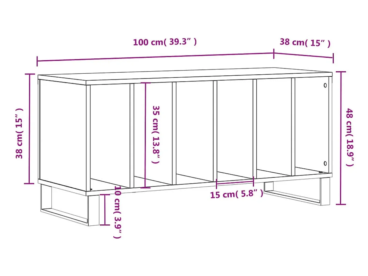 Best vidaxl Armário p/ discos 100x38x48cm derivados madeira sonoma Cinzento
