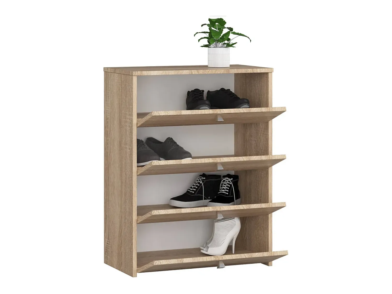 Discount Akord Armário para Calçados com 4 Portas Rebatíveis 60cm - Carvalho Sonoma Natural claro