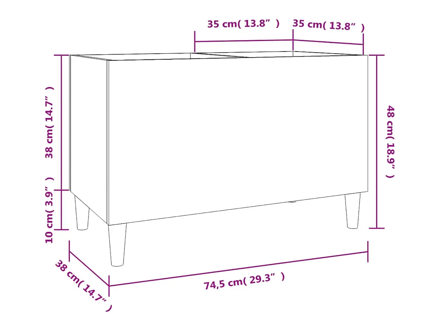 Best vidaxl Armário para discos 74,5x38x48 cm derivados de madeira Branco