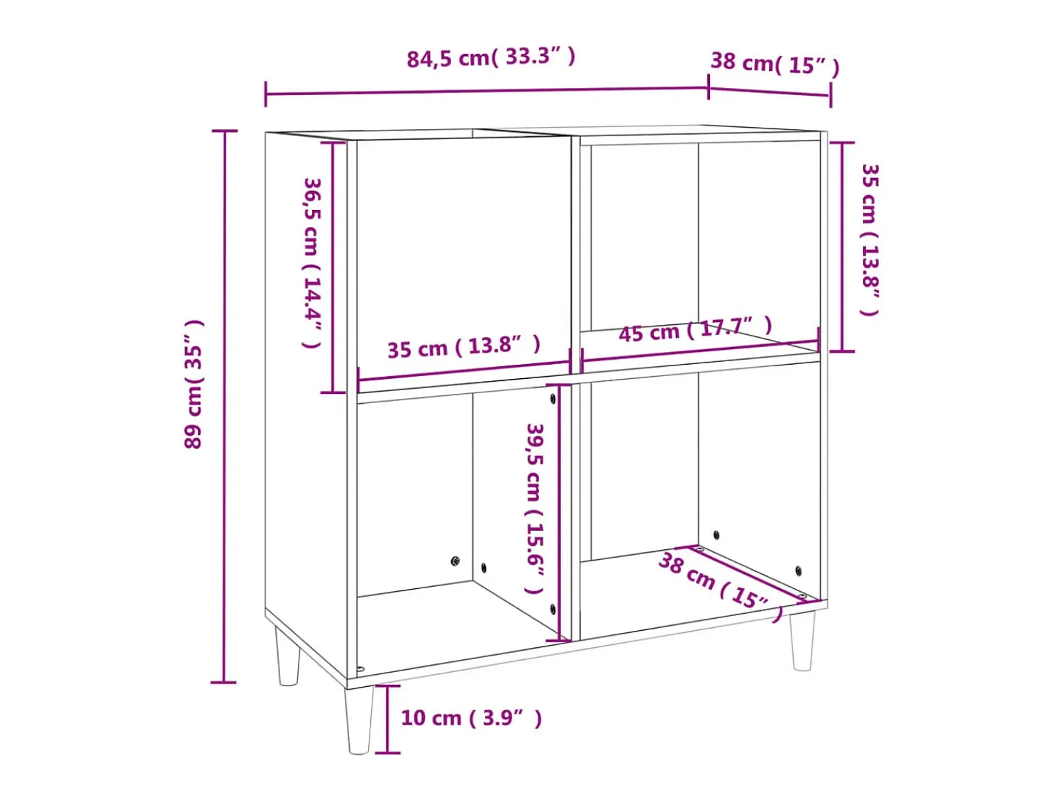 vidaxl Armário para discos 84,5x38x89 cm derivados de madeira Branco