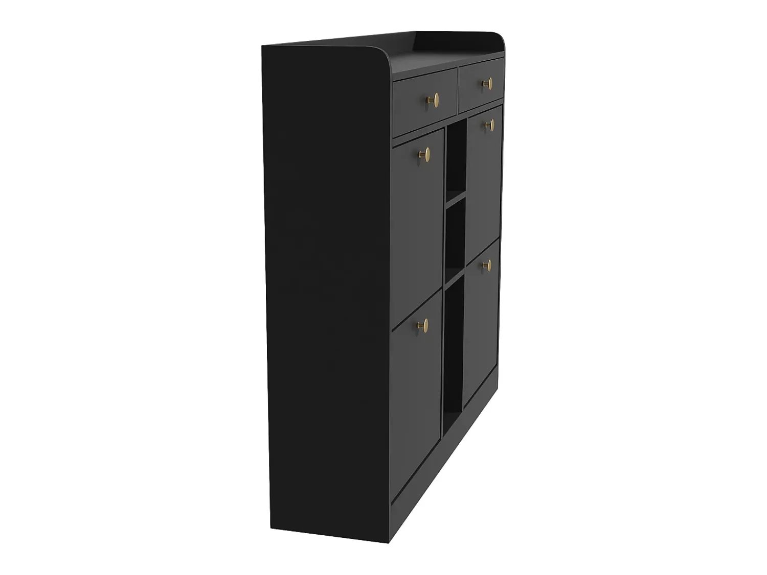 Móvel De Arrumação|Sapateira*ModernLuxe Armário para sapatos 110 x 26 x 100 cm - 4 portas - 2 gavetas - 3 compartimentos abertos - Preto