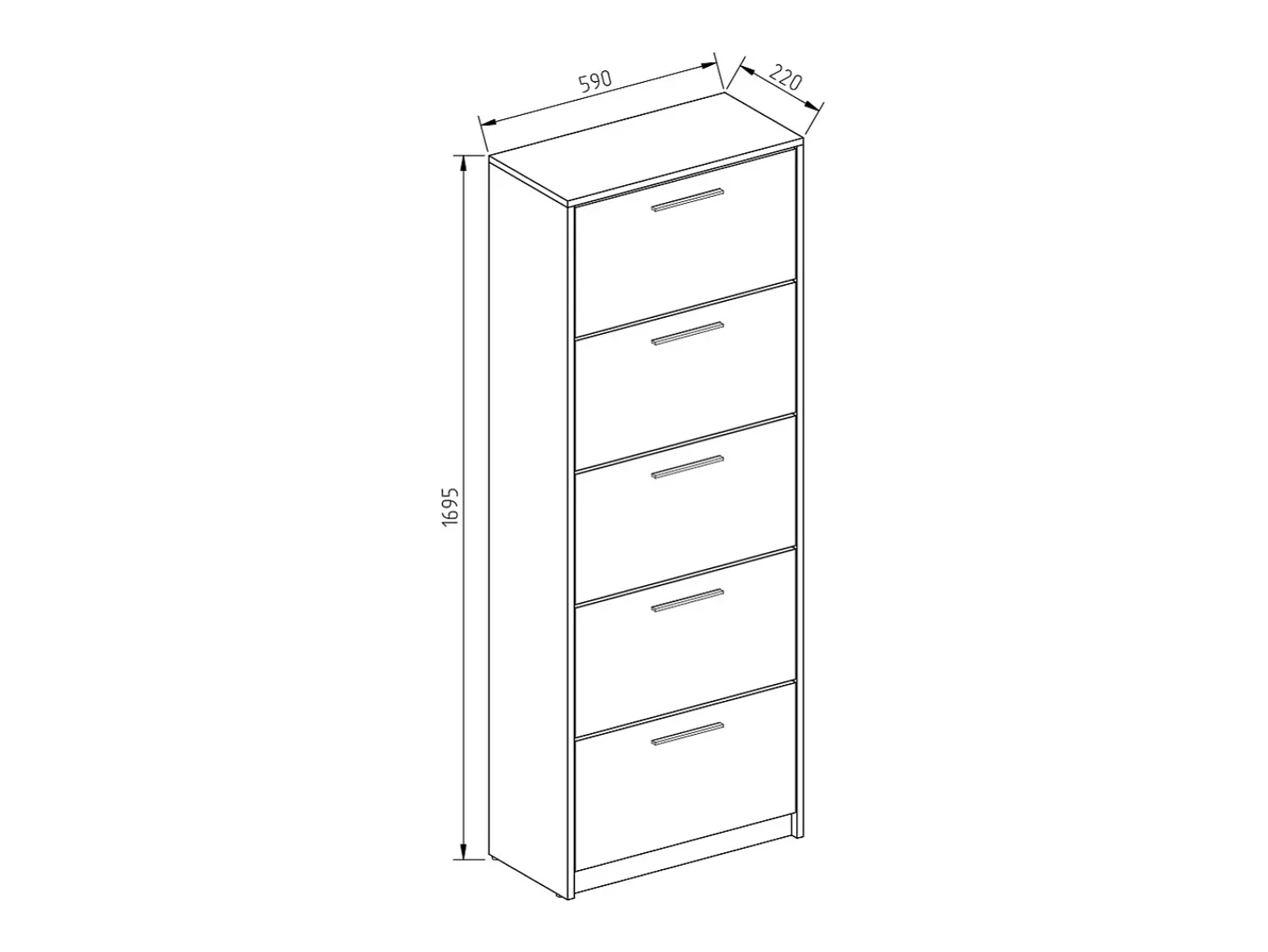 New Vicco Armário para sapatos alto brilho 59x22x169.5 gizmo Branco