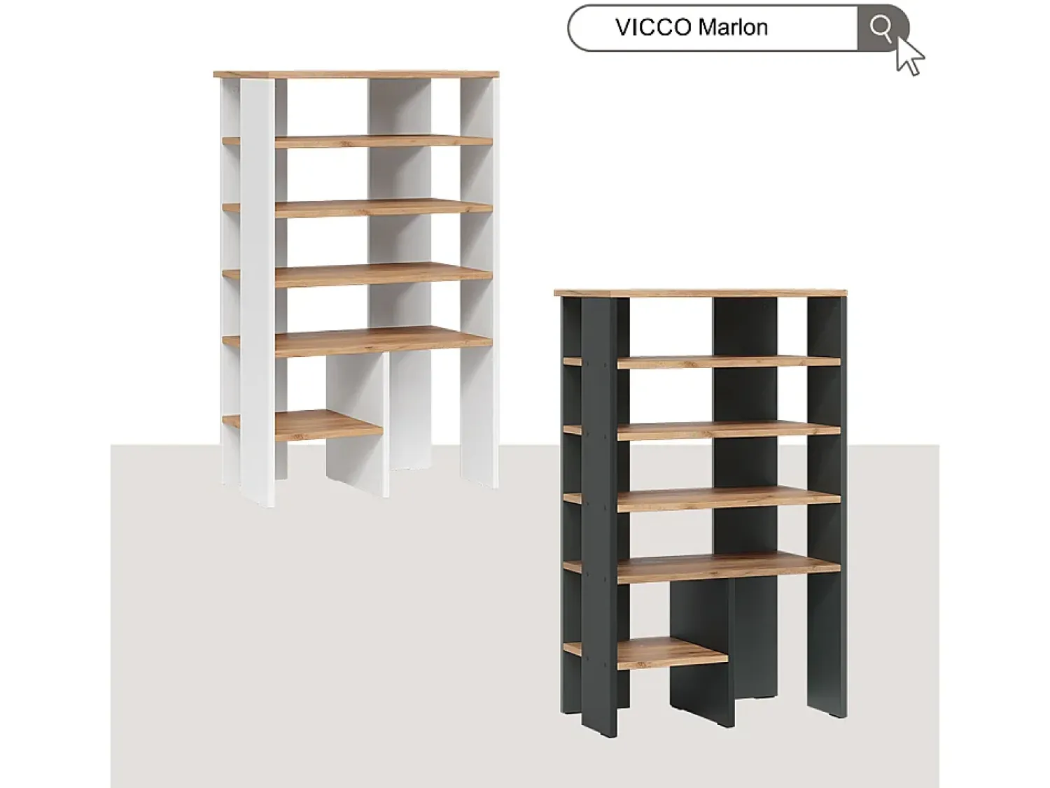 Clearance Vicco Armário para sapatos carvalho antracite/goldkraft 60x34.4x100 marlon Cinza antracite