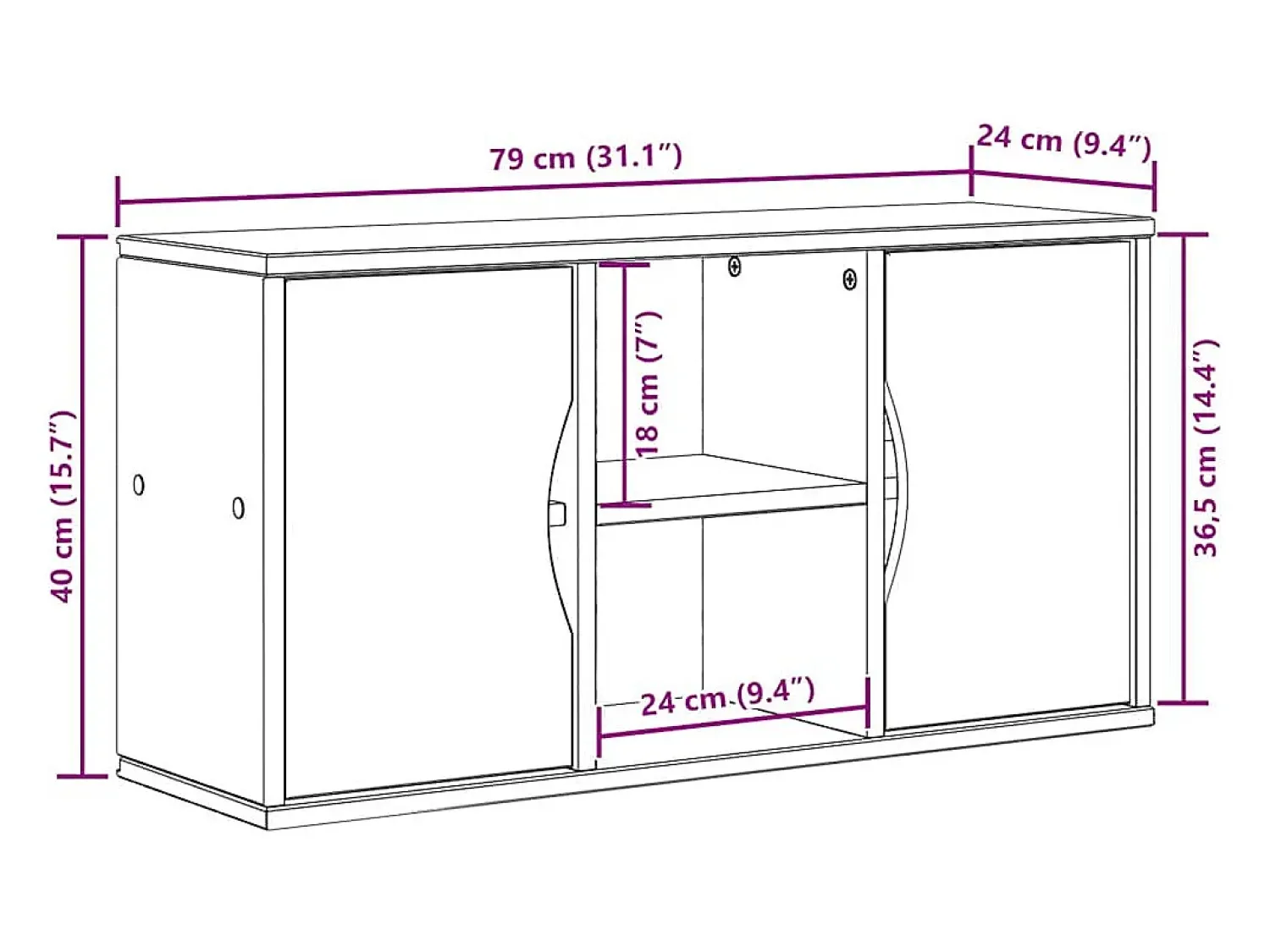 vidaxl Armário para TV 79x24x40 cm Madeira maciça de pinho^ Móvel De Tv