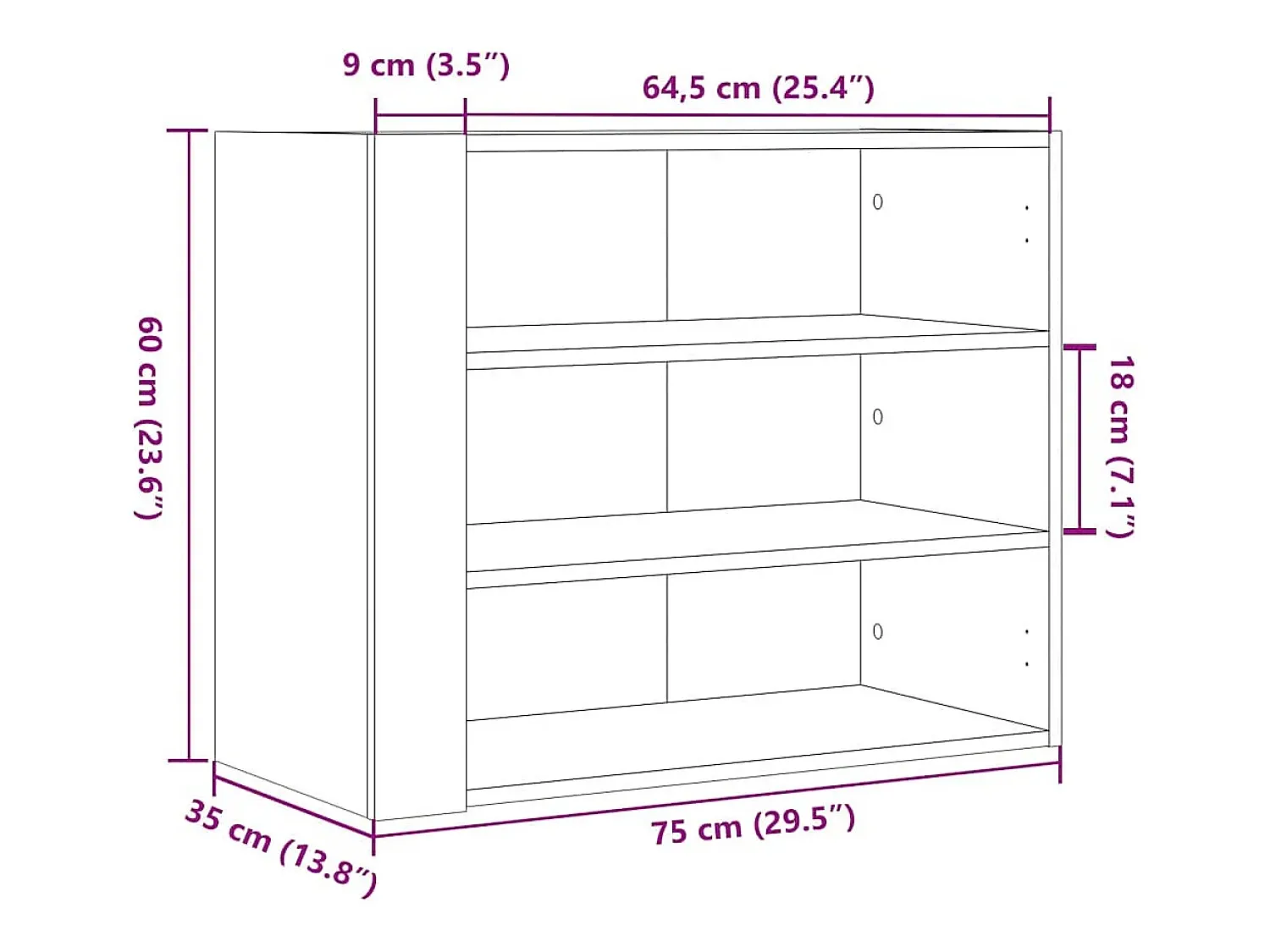 Prateleira|vidaxl Armário parede 75x35x60 cm derivados madeira cimento Cinzento