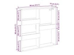 vidaxl Armário parede 80x15x80 cm derivados de madeira madeira velha^ Prateleira