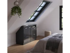 Móvel De Arrumação|Vicco Armário sótão antracite alto brilho/antracite 120x46x81.6 rion Cinza antracite