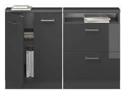 Móvel De Arrumação|Vicco Armário sótão antracite alto brilho/antracite 120x46x81.6 rion Cinza antracite