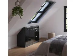 Móvel De Arrumação|Vicco Armário sótão alto brilho/antracite 120x46x81.6 rion Preto