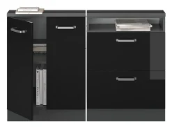 Móvel De Arrumação|Vicco Armário sótão alto brilho/antracite 120x46x81.6 rion Preto
