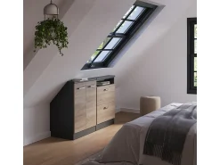 Vicco Armário sótão sonoma/antracite 120x46x81.6 rion^ Móvel De Arrumação