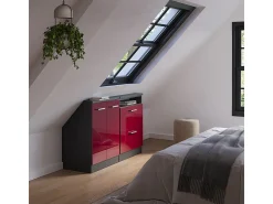 Móvel De Arrumação*Vicco Armário sótão brilhante/antracite 120x46x81.6 rion Vermelho